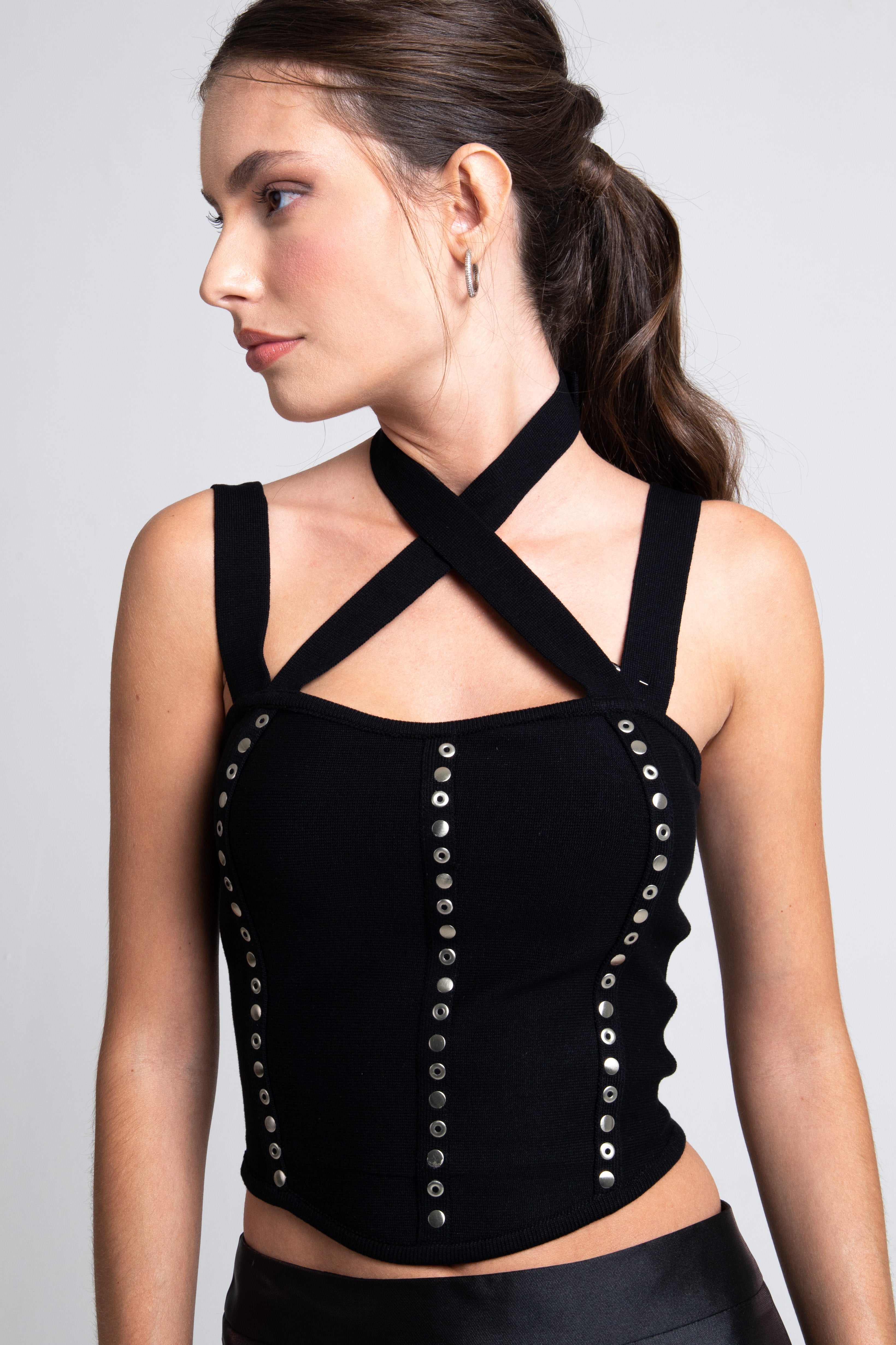 Top Corset Tricot Preto