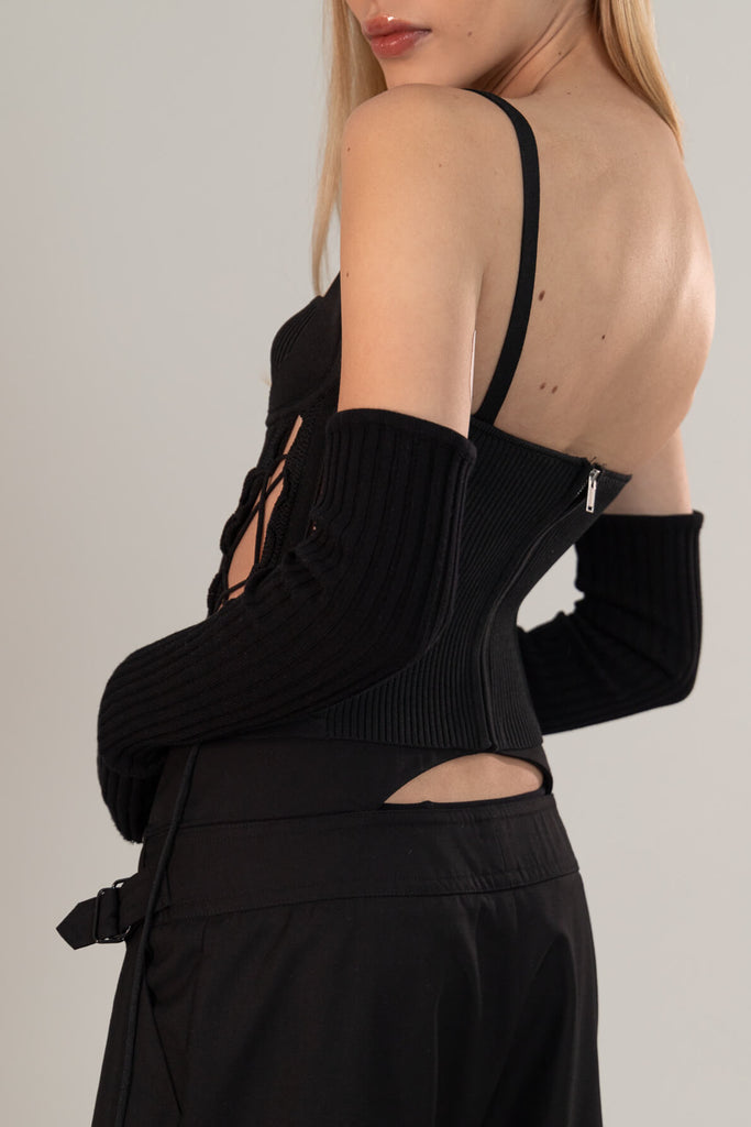 Corset Tricot Acompanha Mangas Avulsas Preto - Shop Youse