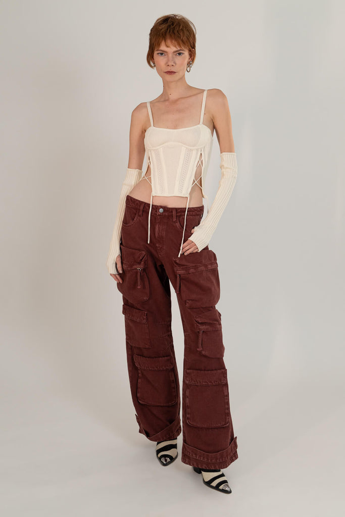 Calça Sarja Com Maxi Bolsos Cherry - Shop Youse