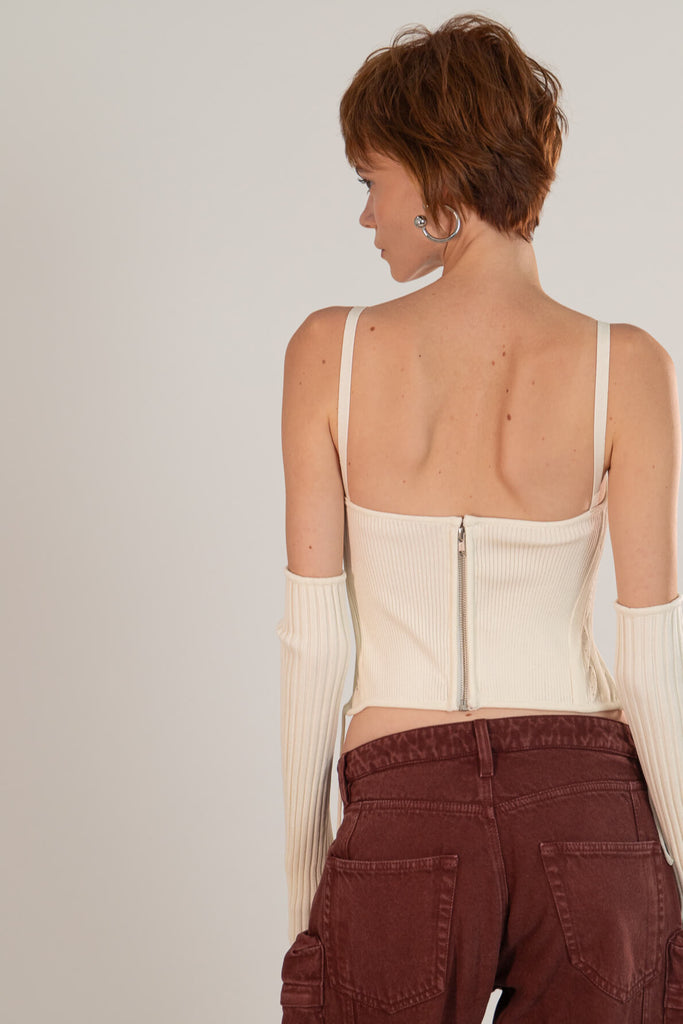 Corset Tricot Acompanha Mangas Avulsas Off White - Shop Youse