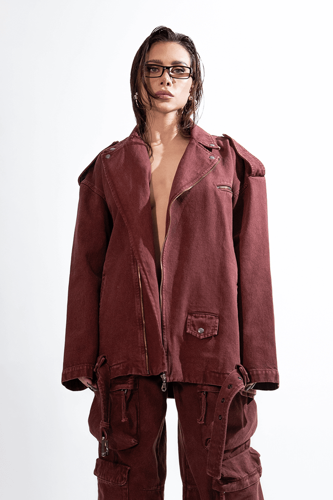 Jaqueta Oversized De Sarja Cherry - Shop Youse