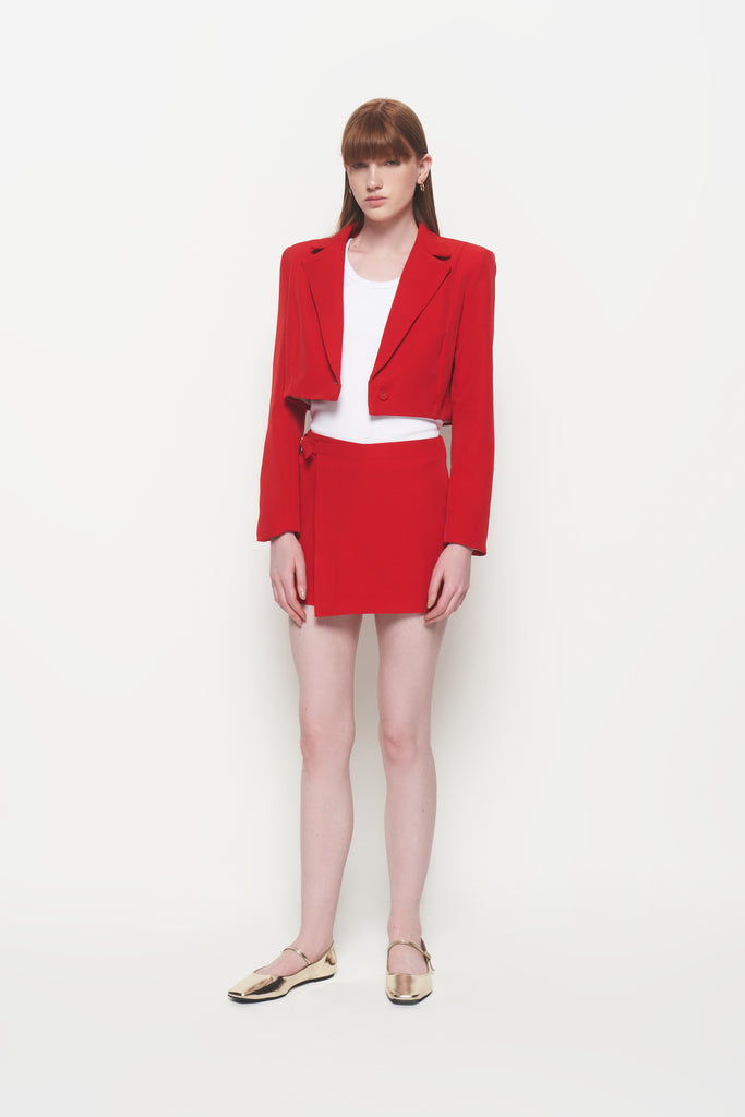 Blazer Cropped Alfaiataria Vitória Youse Vermelho - Shop Youse