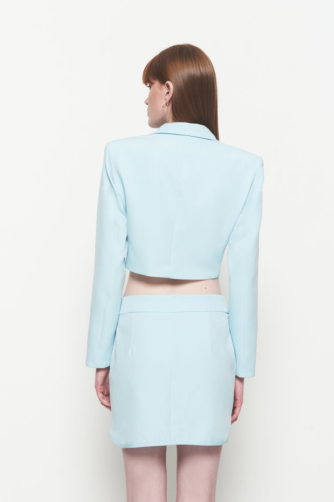 Blazer Cropped Alfaiataria Vitória Youse Azul Claro - Shop Youse