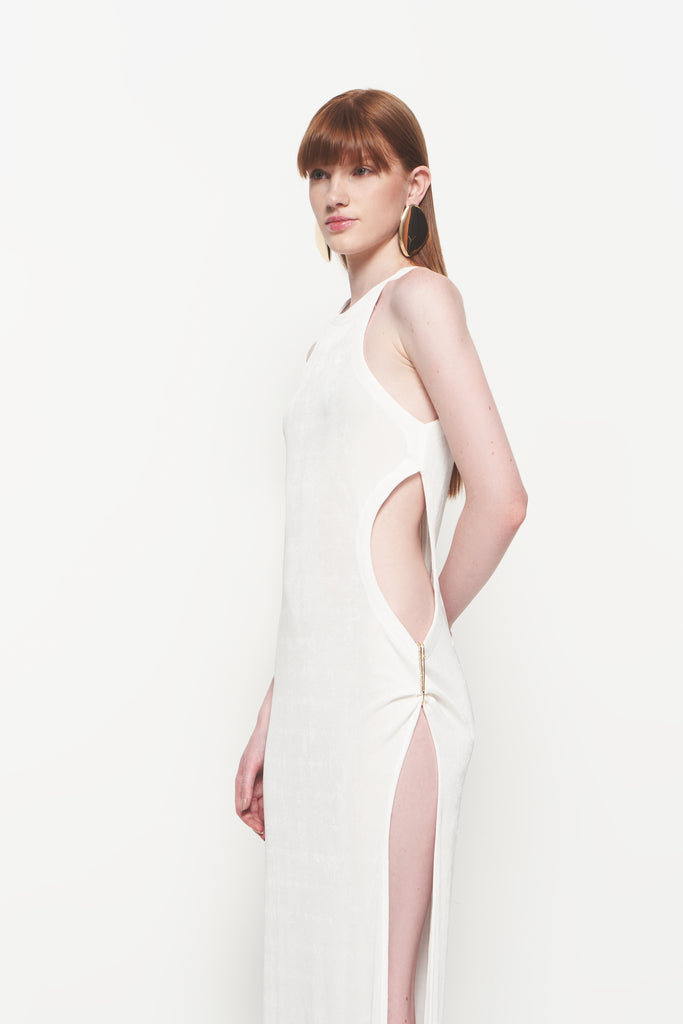 Vestido Longo Youse Cut Out Sopro Branco - Shop Youse