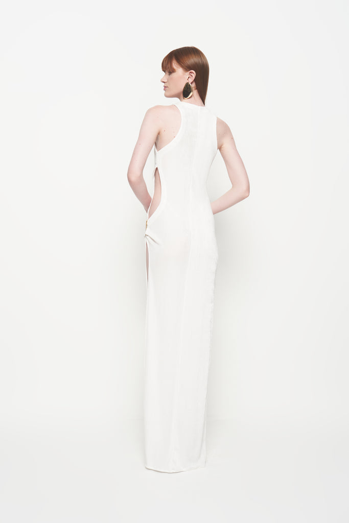 Vestido Longo Youse Cut Out Sopro Branco - Shop Youse